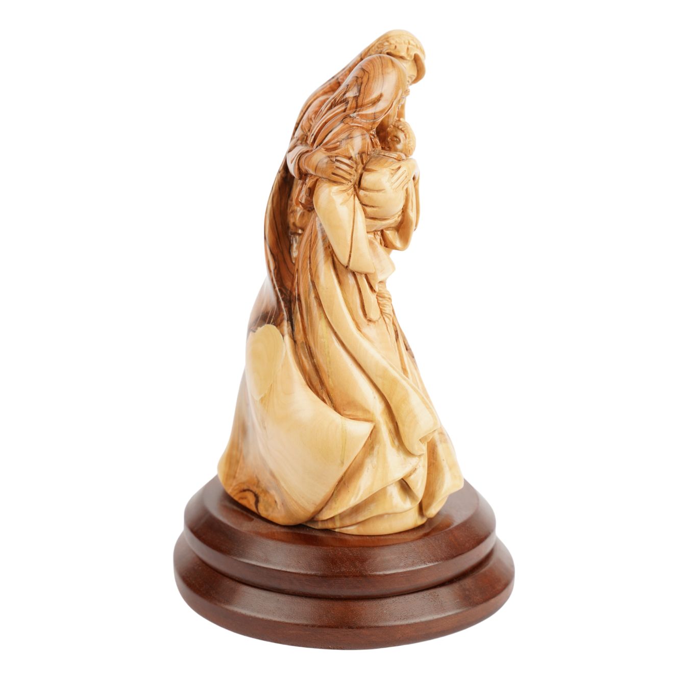 Heilige Familie mit dem Neugeborenen – Handgeschnitzte Olivenholzfigur aus Bethlehem (27 cm)-1